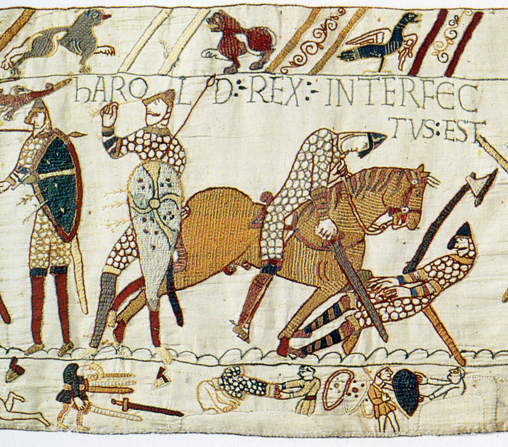 Bayeux Tapestry shows death scene of Harold at the Battle of Hastings battle of hastings manuscript evidence